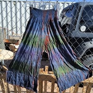 100% Rayon Brand New Wide Leg Hand Dyed Elastic Waist Palazzo Pants M - L